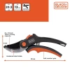 Секатор Black&Decker ковадельний садовий для квітів і живоплоту (871125223417)