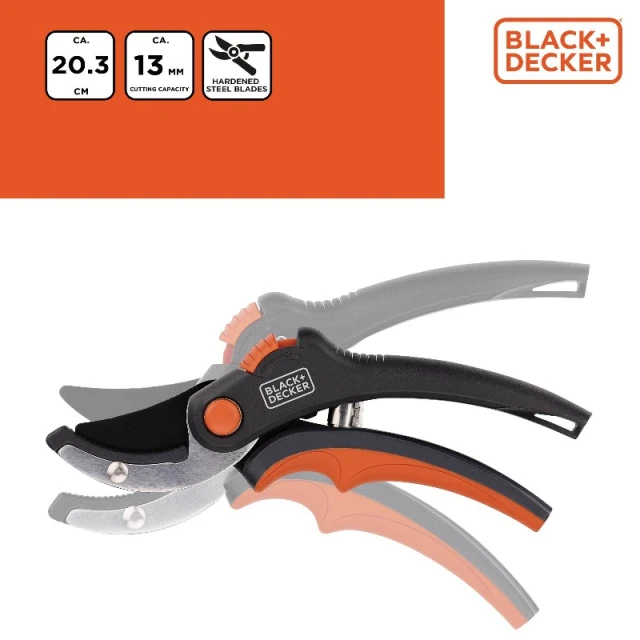 Секатор Black&Decker ковадельний садовий для квітів і живоплоту (871125223417)