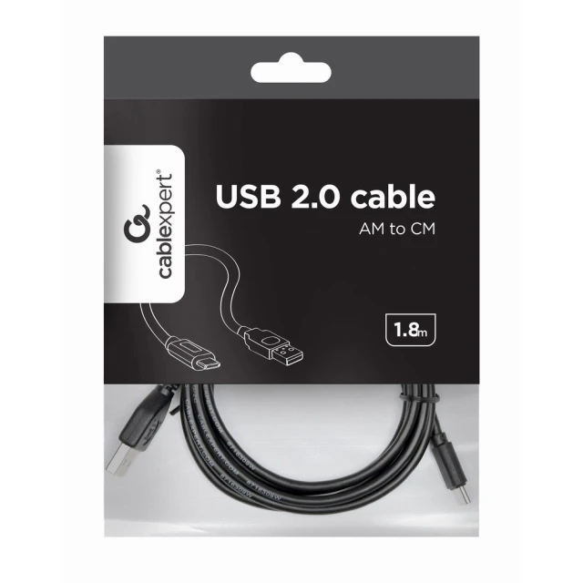 Кабель Gembird CCP-USB2-AMCM-6 USB 2.0 A - USB Type-C 1,8 м Black (8716309086554)