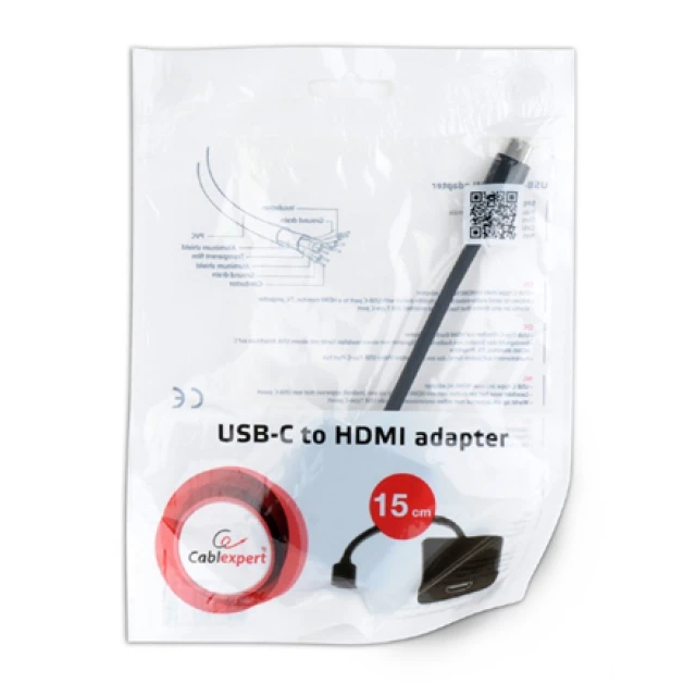 Адаптер Cablexpert USB Type-C M на HDMI F 0,15 м Black (A-CM-HDMIF-01)