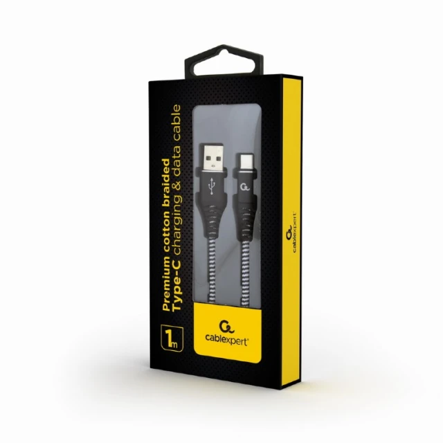 Кабель Cablexpert USB Type-C Premium бавовняна оплетка 1 м (CC-USB2B-AMCM-1M-BW)