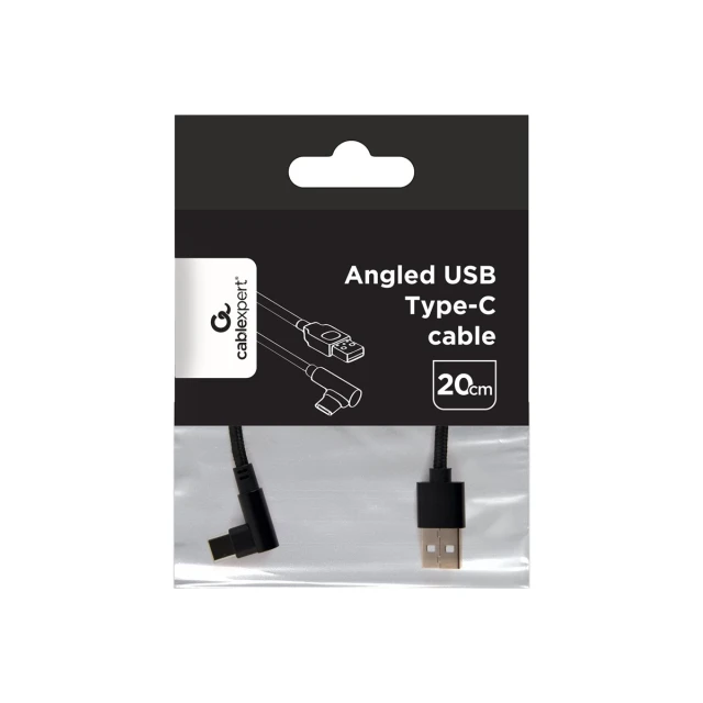 Кабель Gembird CC-USB2-AMCML-0.2M USB Type A M — USB Type C M угловой 0,2 м Black (8716309117760)