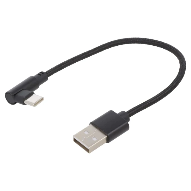 Кабель Gembird CC-USB2-AMCML-0.2M USB Type A M — USB Type C M угловой 0,2 м Black (8716309117760)