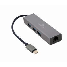 Перехідник Gembird USB Type-C – RJ-45 1 Гбіт/с + 3x USB 3.1 (8716309120494)