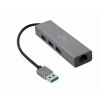 USB-хаб Cablexpert 3 порти USB 3.0 з Gigabit Ethernet адаптером Grey (A-AMU3-LAN-01)