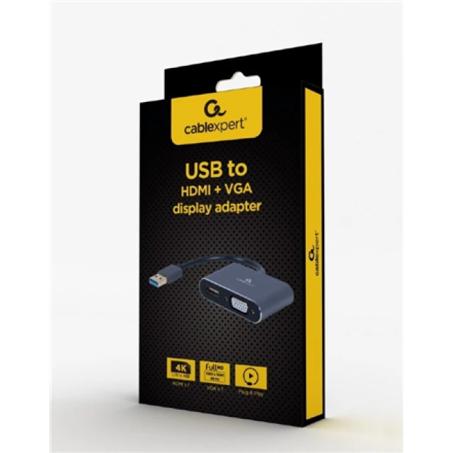 Адаптер Cablexpert USB 3.0 to HDMI/VGA 0.15 м (A-USB3-HDMIVGA-01)