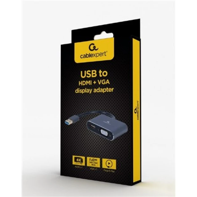 Адаптер Cablexpert USB 3.0 to HDMI/VGA 0.15 м (A-USB3-HDMIVGA-01)