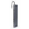 Мультиадаптер Gembird USB Type-C 9 в 1 (USB Hub, HDMI, VGA, PD, Card Reader, LAN, Audio 3.5 мм) Gray (8716309121439)