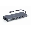 Мультиадаптер Gembird USB Type-C 7 в 1 (USB Hub 3.0, HDMI, VGA, PD, Card Reader, Audio) Gray (8716309121477)