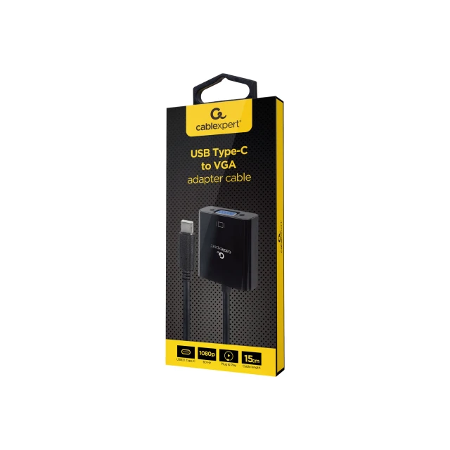 Адаптер Cablexpert USB Type-C M на VGA F 0,15 м Black (A-CM-VGAF-01)