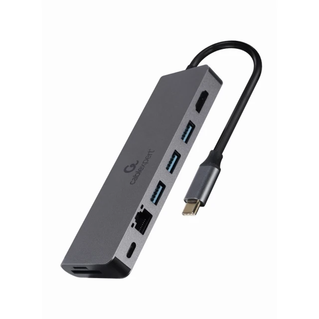 Мультиадаптер Gembird USB Type-C 5 в 1 (USB Hub, HDMI, Card Reader, LAN, PD 100W) (8716309127097)
