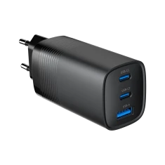 Мережевий зарядний пристрій Gembird TA-UC-PDQC65-01-BK USB-C 3x USB 65 Вт GaN Black (8716309128650)