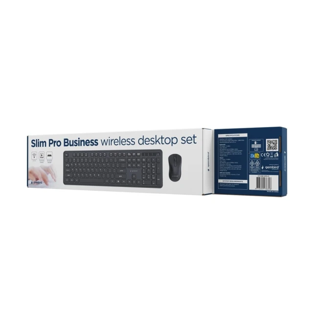 Комплект клавіатура + миша Gembird KBS-WPS-01 Slim Pro Business бездротовий US розкладка Black (8716309136808)