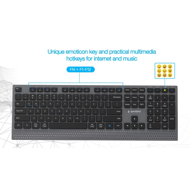 Комплект клавіатура + миша Gembird KBS-WPS-02 бездротовий US розкладка Black (8716309136891)