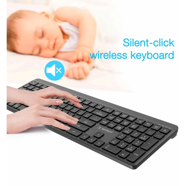 Комплект клавіатура + миша Gembird KB-WPS-03 бездротовий Dual Mode 2.4 GHz + Bluetooth US розкладка Black (8716309136907)