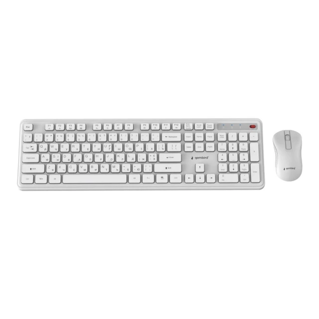 Комплект клавіатура + миша Gembird KBS-WPS-01-W-CYRL Slim Pro Business бездротовий RU розкладка White (8716309137034)
