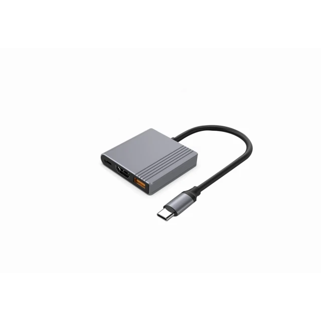 Мультиадаптер Gembird USB Type-C 3 в 1 (USB, HDMI, USB-C Video) Gray (8716309137263)