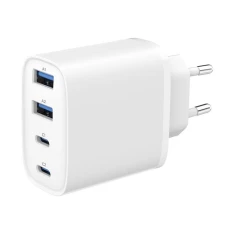 Мережевий зарядний пристрій Gembird TA-UC-2A2C-PD40-01-W 40 Вт 4 порти USB Power Delivery GaN White (8716309138116)