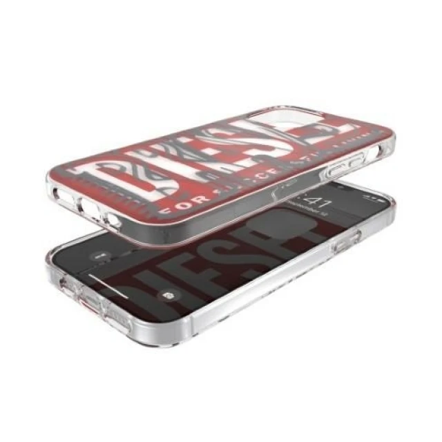 Чохол Diesel Snap Case Clear AOP для iPhone 12 Pro Max Red/Grey (42568)
