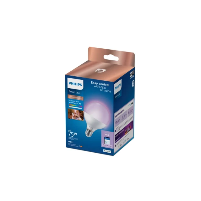 Розумна лампа Philips Smart WFB 75 W G95 822-65 RGB E27 11 Вт Bluetooth Wi-Fi (8720169170919)