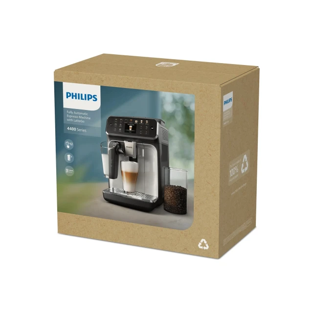 Кавомашина автоматична Philips 4400 Series EP4449/70 15 bar 1500 Вт Black (8720389032196)