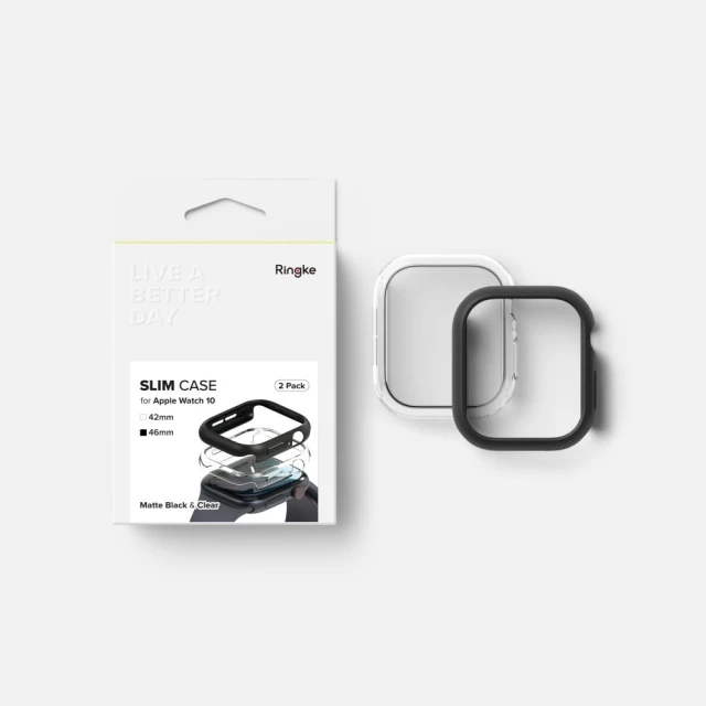 Чохол Ringke Slim для Apple Watch 10 46 mm (2 pack) Clear Matte Black (8800274964020)