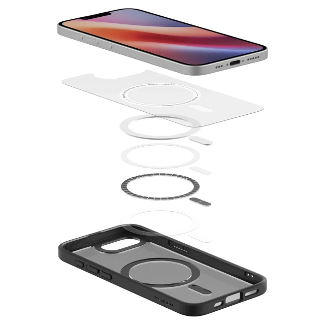 Чохол Spigen Crystal Hybrid для iPhone 17e / 16e Чорний напівпрозорий with MagSafe (8800283300055)