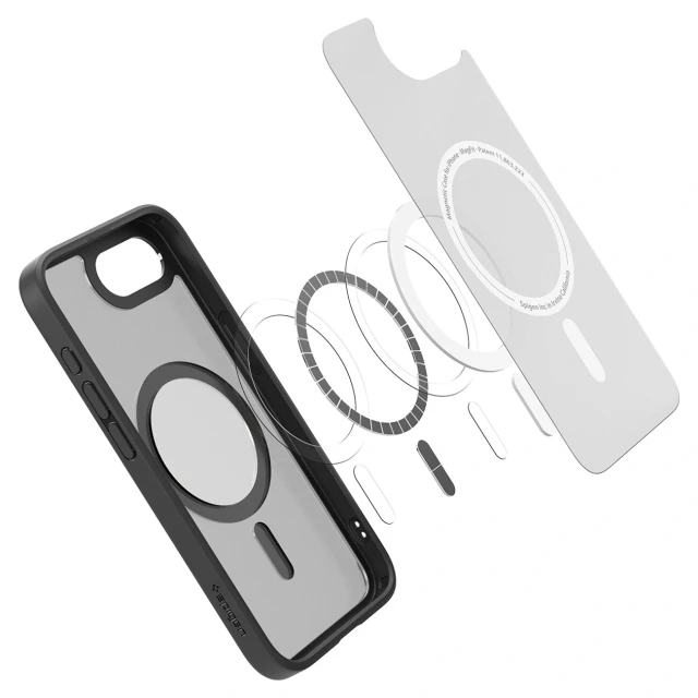 Чохол Spigen Crystal Hybrid для iPhone 17e / 16e Чорний напівпрозорий with MagSafe (8800283300055)