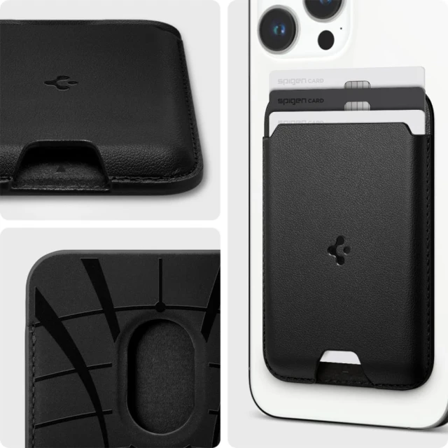Магнітний гаманець Spigen Valentinus Pro 3 Cards Black with MagSafe (AFA09442)