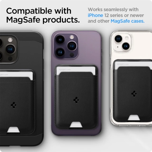 Магнітний гаманець Spigen Valentinus Pro 3 Cards Black with MagSafe (AFA09442)