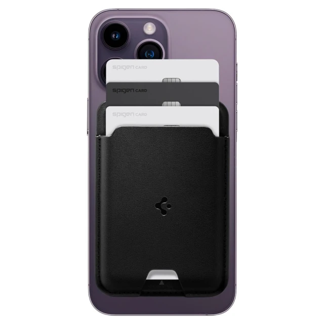 Магнітний гаманець Spigen Valentinus Pro 3 Cards Black with MagSafe (AFA09442)