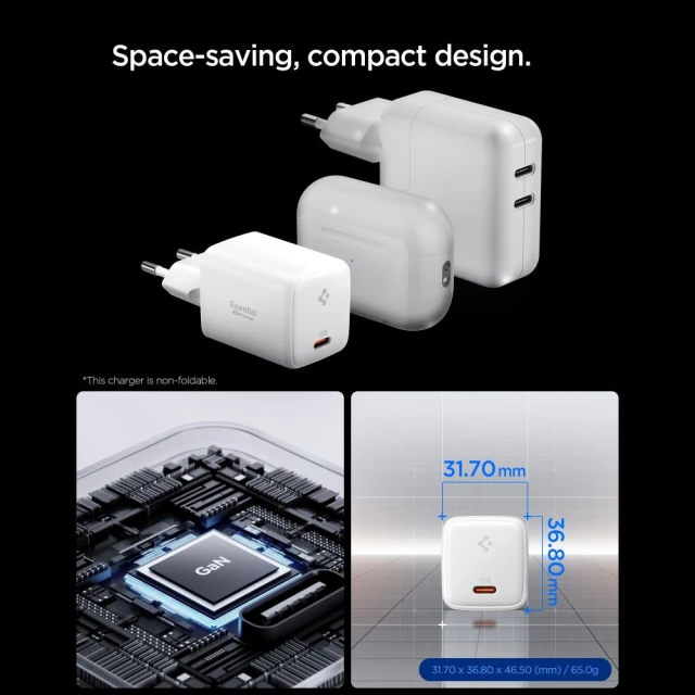 Сетевое зарядное устройство Spigen Essential 1-Port 45W + Type-C Cable White (ACH09473)