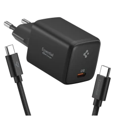 Мережевий зарядний пристрій Spigen Essential 1-Port 45W + Type-C Cable Black (ACH09474)