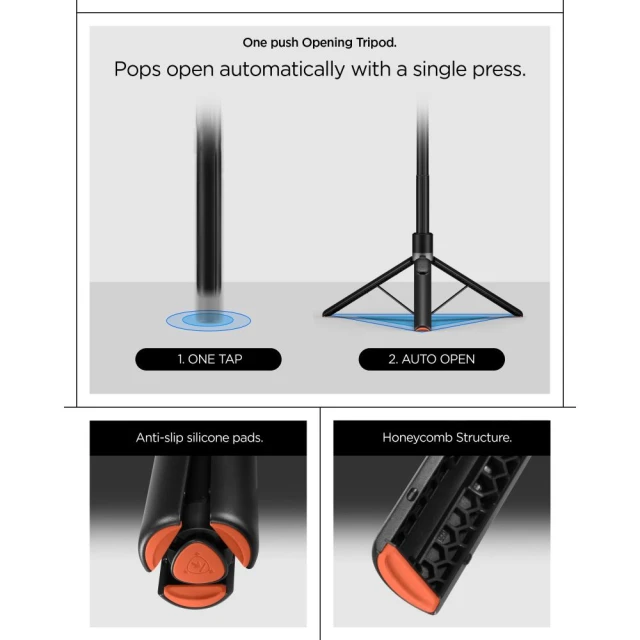 Універсальний штатив Spigen S581W Bluetooth Selfie Stick Tripod Black with MagSafe (AMP09534)