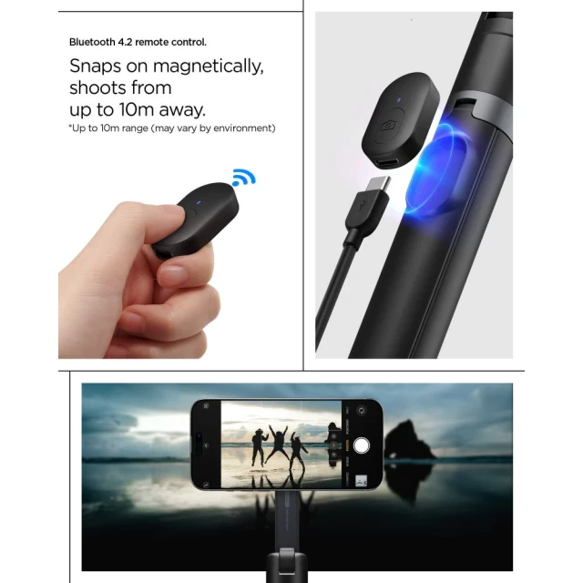 Універсальний штатив Spigen S581W Bluetooth Selfie Stick Tripod Black with MagSafe (AMP09534)