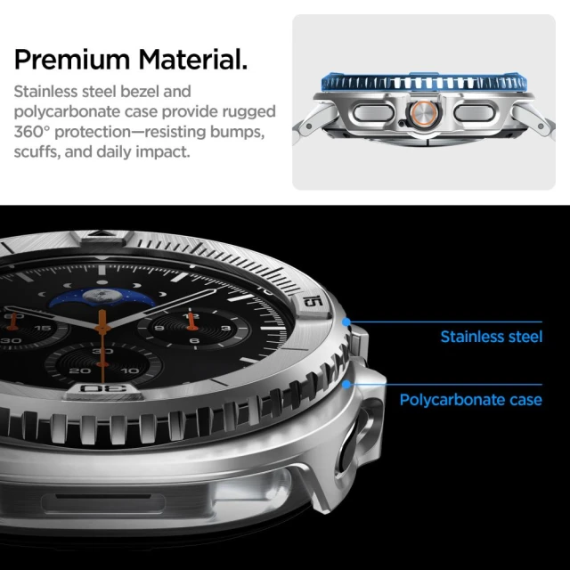 Чохол Spigen Bezel Tune Pro Pilot для Samsung Galaxy Watch 8 Classic 46 mm Silver (ACS10017)