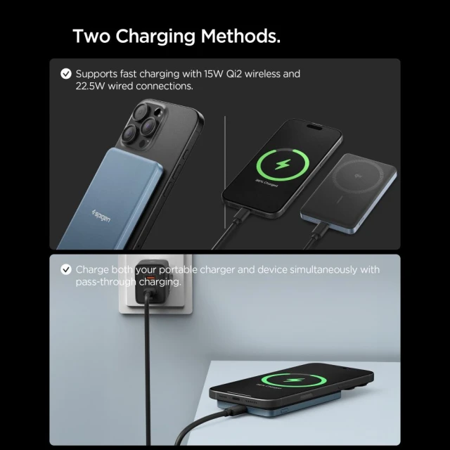 Powerbank Spigen Essential для MagSafe 5000mAh 22.5W Qi2 Teal Blue (ABA10194)