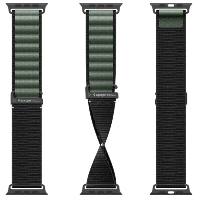Ремінець Spigen WBF1 для Apple Watch 49 | 46 | 45 | 44 mm Black Green (AMP10223)