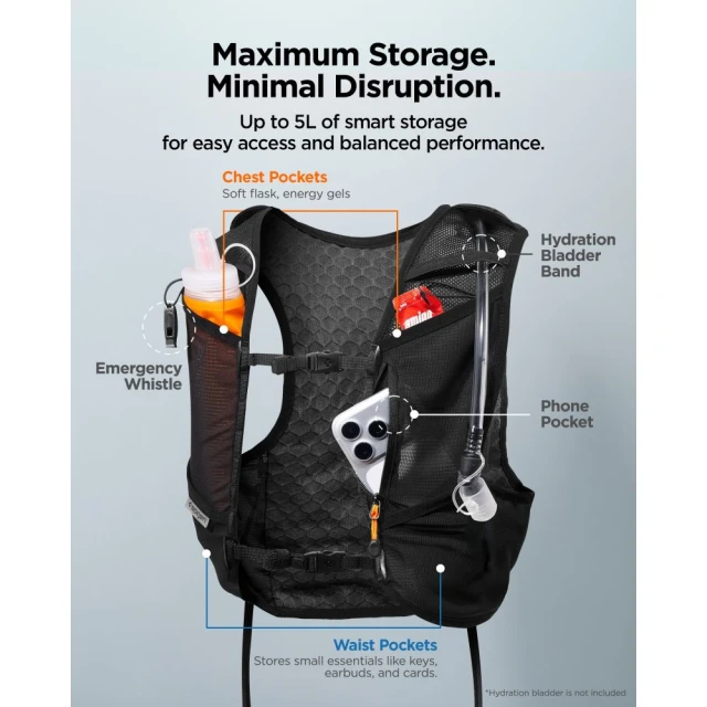 Беговой жилет Spigen Dynamic Shield Running Vest Active (M-L) + Soft Flask Black (AMP10224)