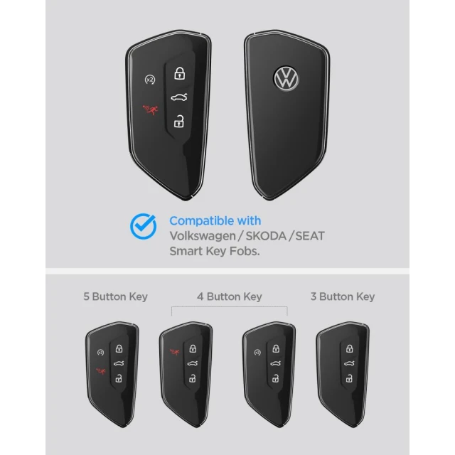 Чохол Spigen VK100 для ключа Volkswagen | Skoda | Seat Black (ACS10426)