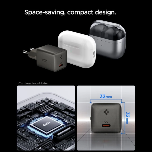 Мережевий зарядний пристрій Spigen EE301EU-GAN Essential 1-Port 30W Gunmetal (ACH10447)