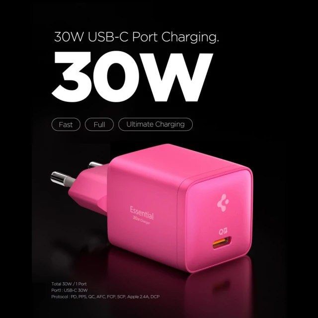 Мережевий зарядний пристрій Spigen EE301EU-GAN Essential 1-Port 30W Pink (ACH10449)