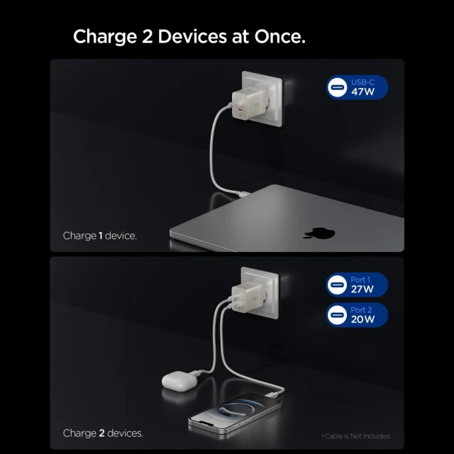 Мережевий зарядний пристрій Spigen EE472EU-GAN Essential 2-Port 47W Natural Titanium (ACH10451)