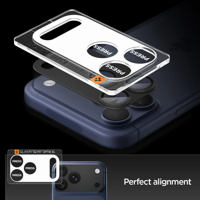 Захисне скло Spigen для камери iPhone 17 Pro Optik Pro XL Glas.TR EZ Fit Camera Protector Black (AGL10644)