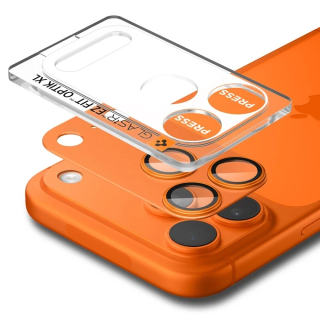 Захисне скло Spigen для камери iPhone 17 Pro Optik Pro XL Glas.TR EZ Fit Camera Protector Orange (AGL10645)