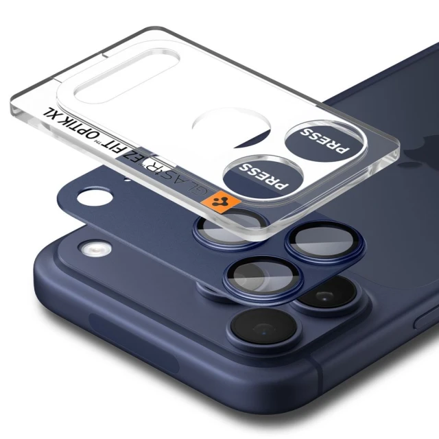 Защитное стекло Spigen для камеры iPhone 17 Pro Max Optik Pro XL Glas.TR EZ Fit Camera Protector Blue (AGL10651)