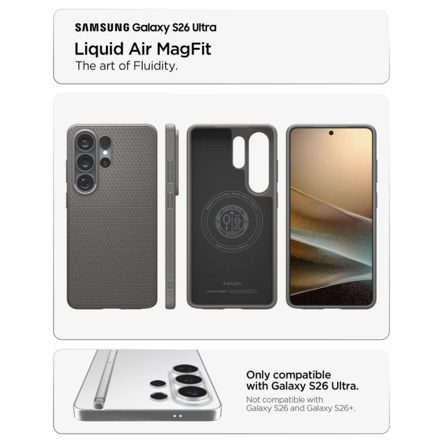 Чохол Spigen Liquid Air Mag для Samsung Galaxy S26 Ultra Marble Grey with MagSafe (ACS10675)