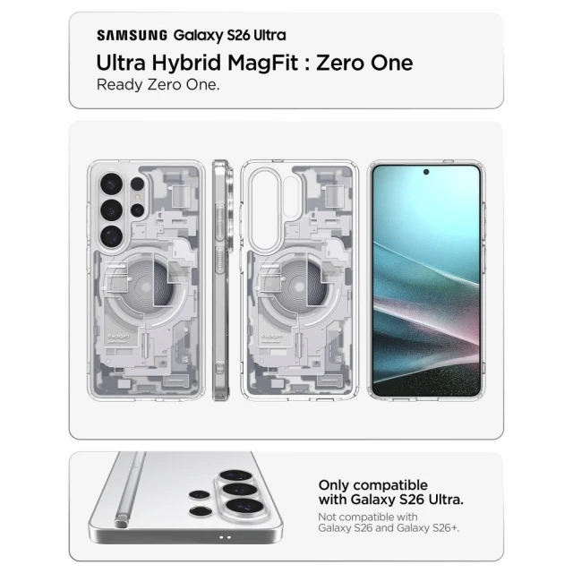 Чохол Spigen Ultra Hybrid Mag для Samsung Galaxy S26 Ultra Zero One White with MagSafe (ACS10683)