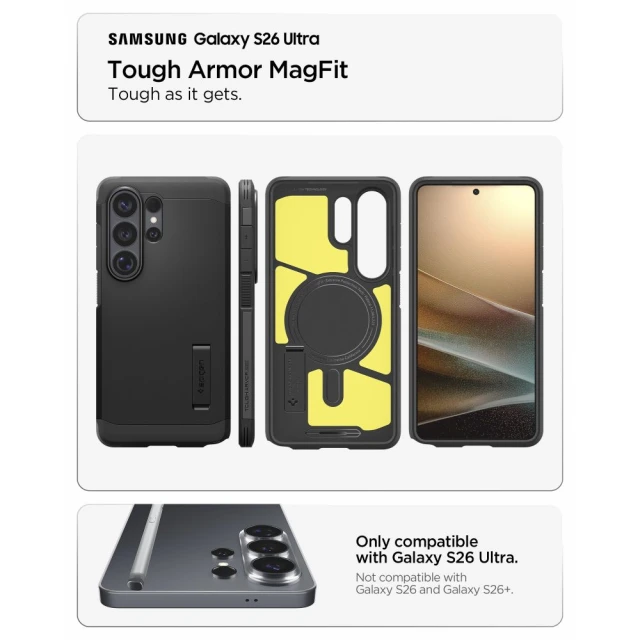 Чохол Spigen Tough Armor Mag для Samsung Galaxy S26 Ultra Black with MagSafe (ACS10684)