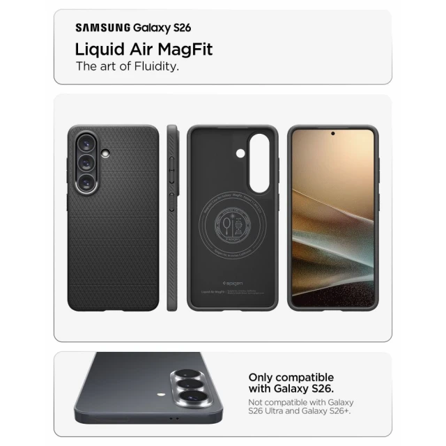 Чохол Spigen Liquid Air Mag для Samsung Galaxy S26 Matte Black with MagSafe (ACS10730)